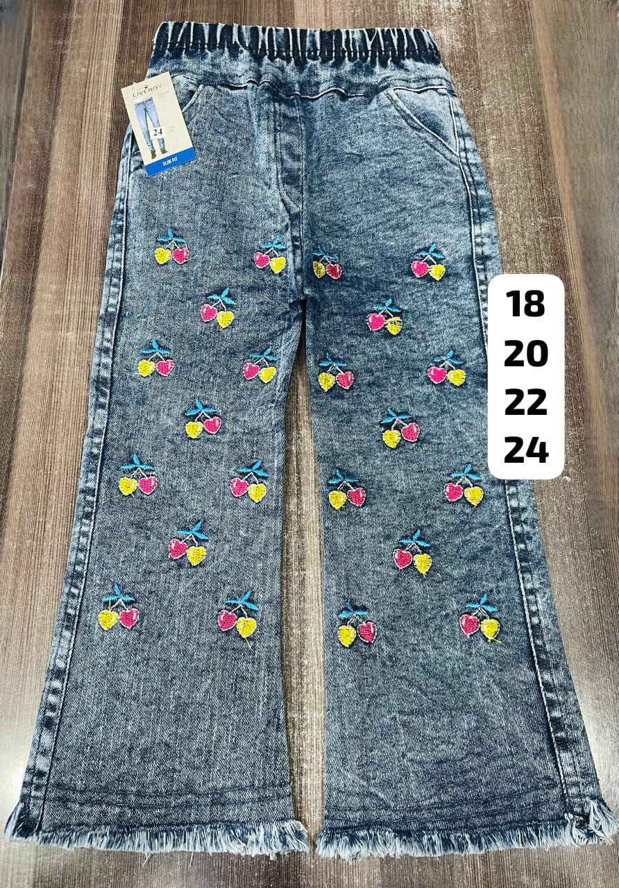Kids Embroidered Jeans – Stylish, Colorful
