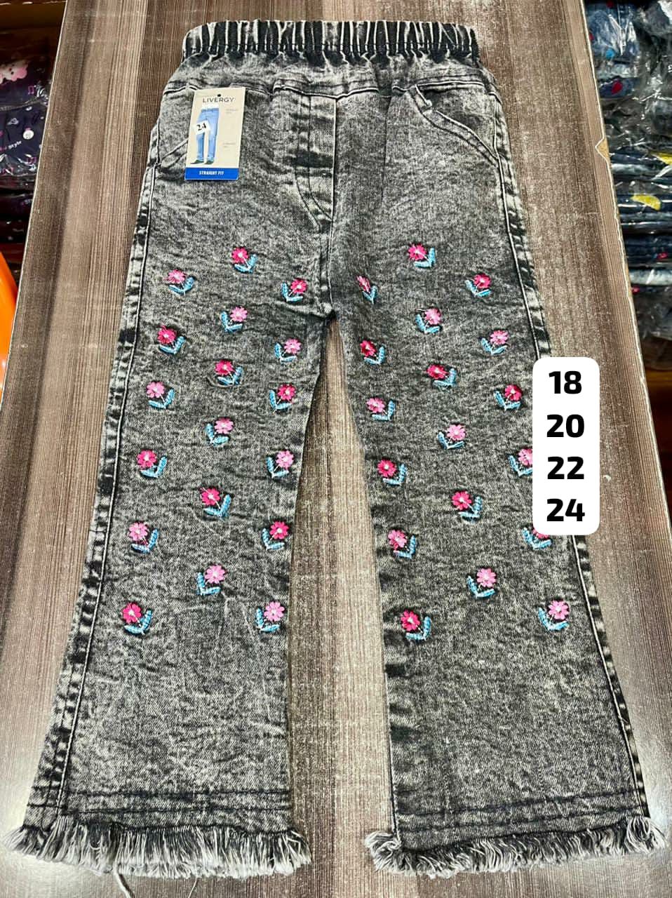 Kids Embroidered Jeans – Stylish, Colorful