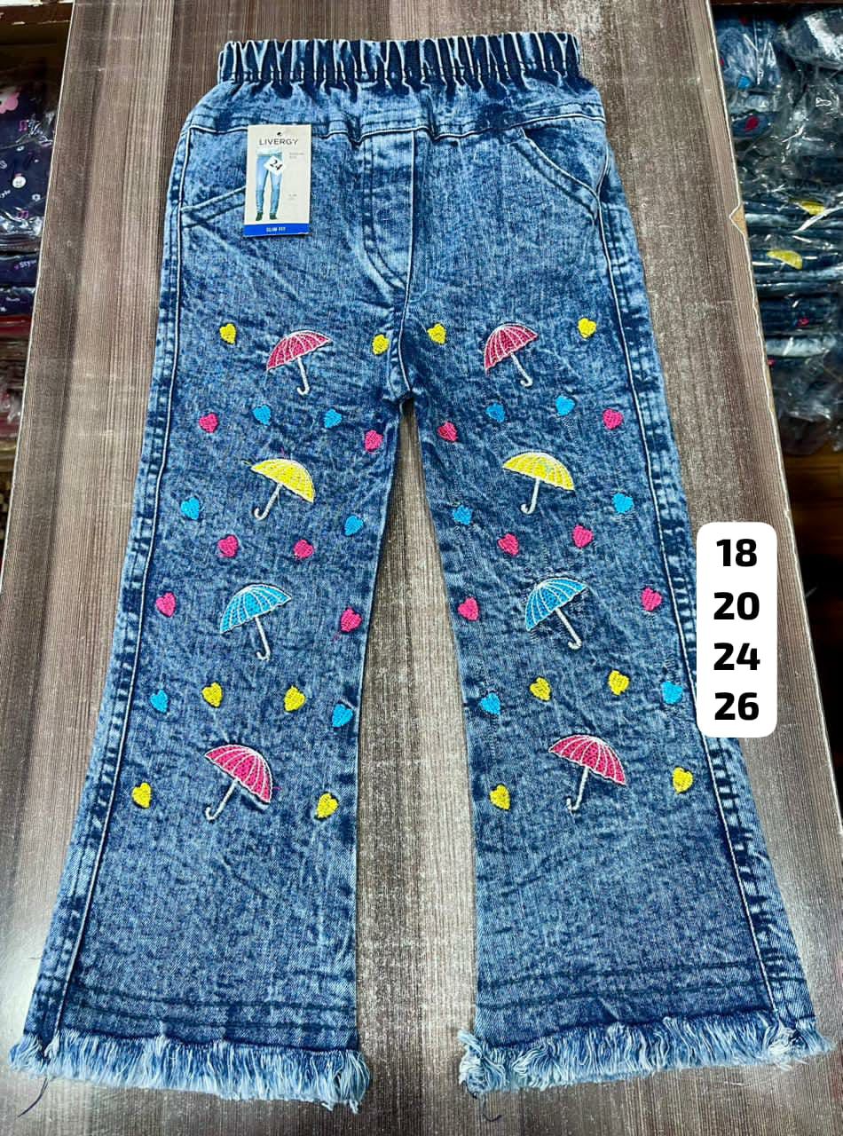 Kids Embroidered Jeans – Stylish, Colorful