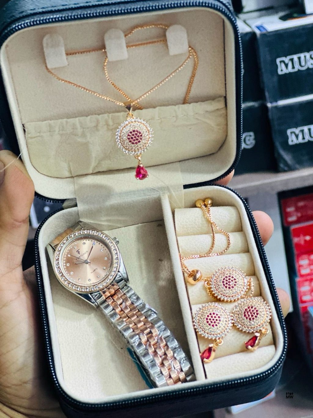 Premium Jewelry & Watch with Luxury Locket and EarRings