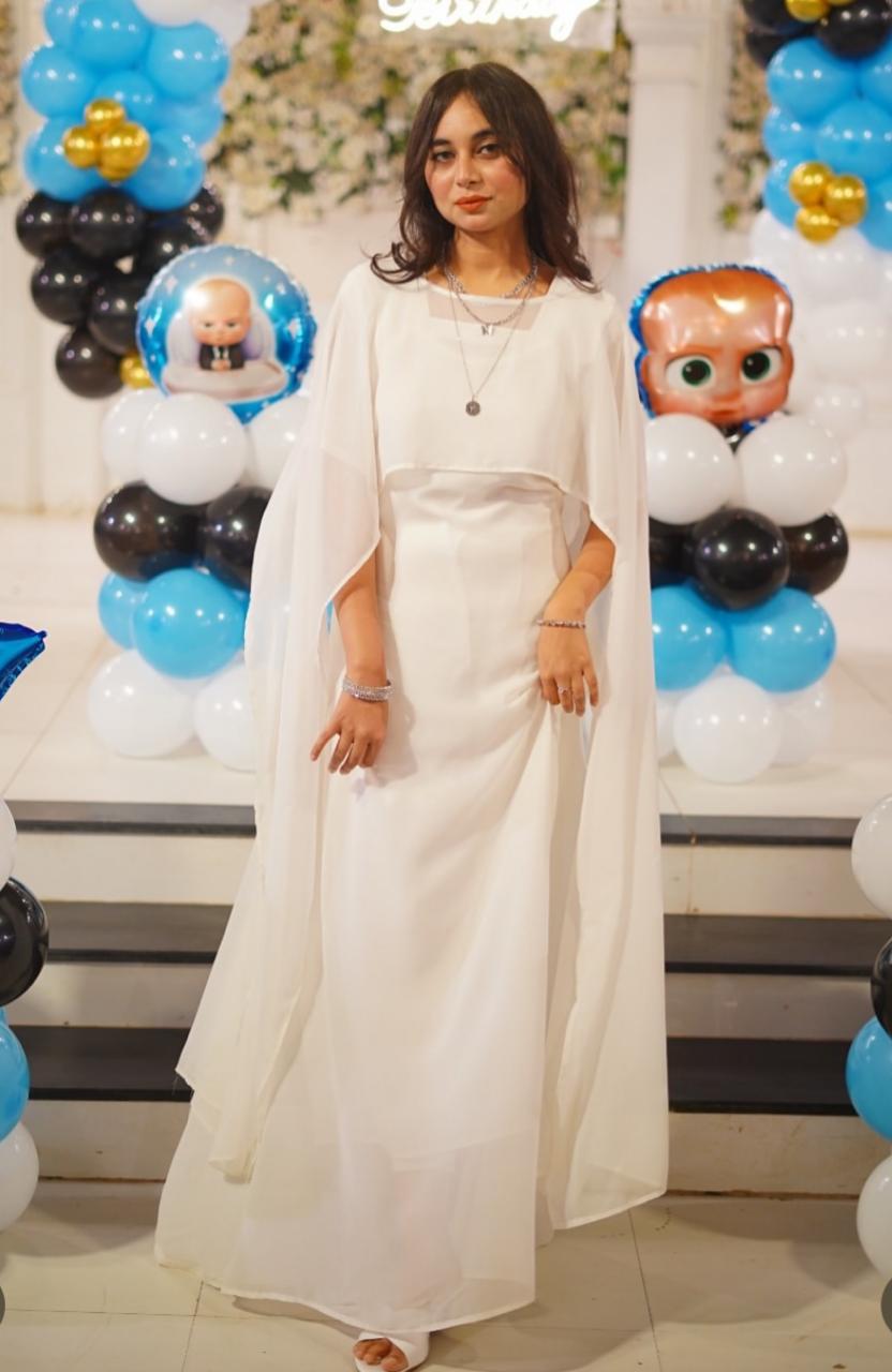 Premium Cape Style Chiffon Maxi – Elegant Flowing Dress