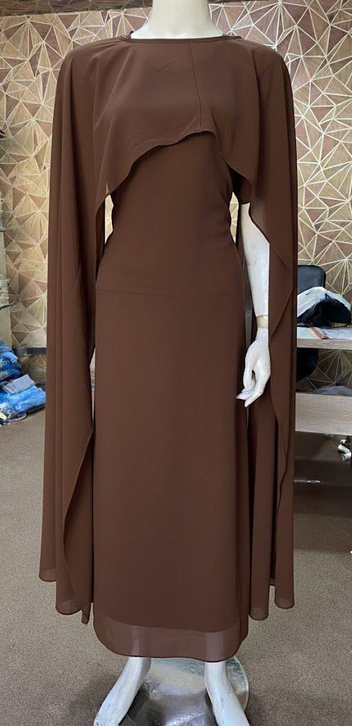 Premium Cape Style Chiffon Maxi – Elegant Flowing Dress