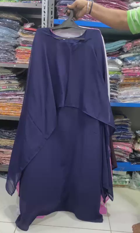 Premium Cape Style Chiffon Maxi – Elegant Flowing Dress